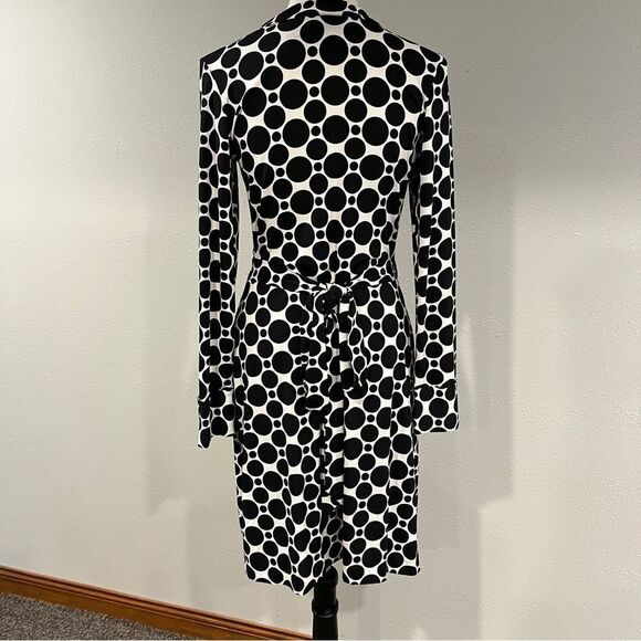 Elegant Black and White Polka Dot Dress - Picture 4 of 14